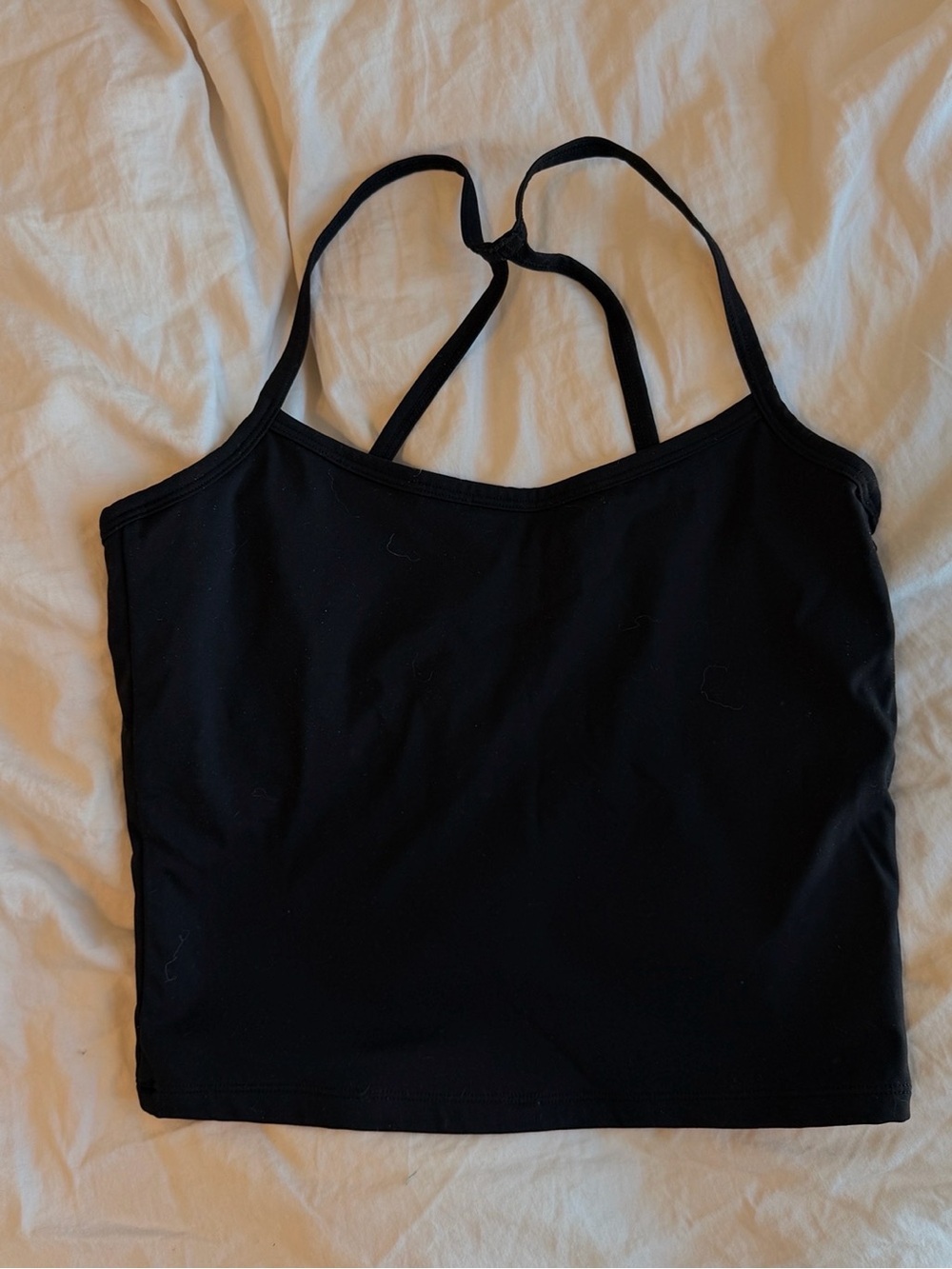 Women's Black Strappy Sports Bra Crop Top